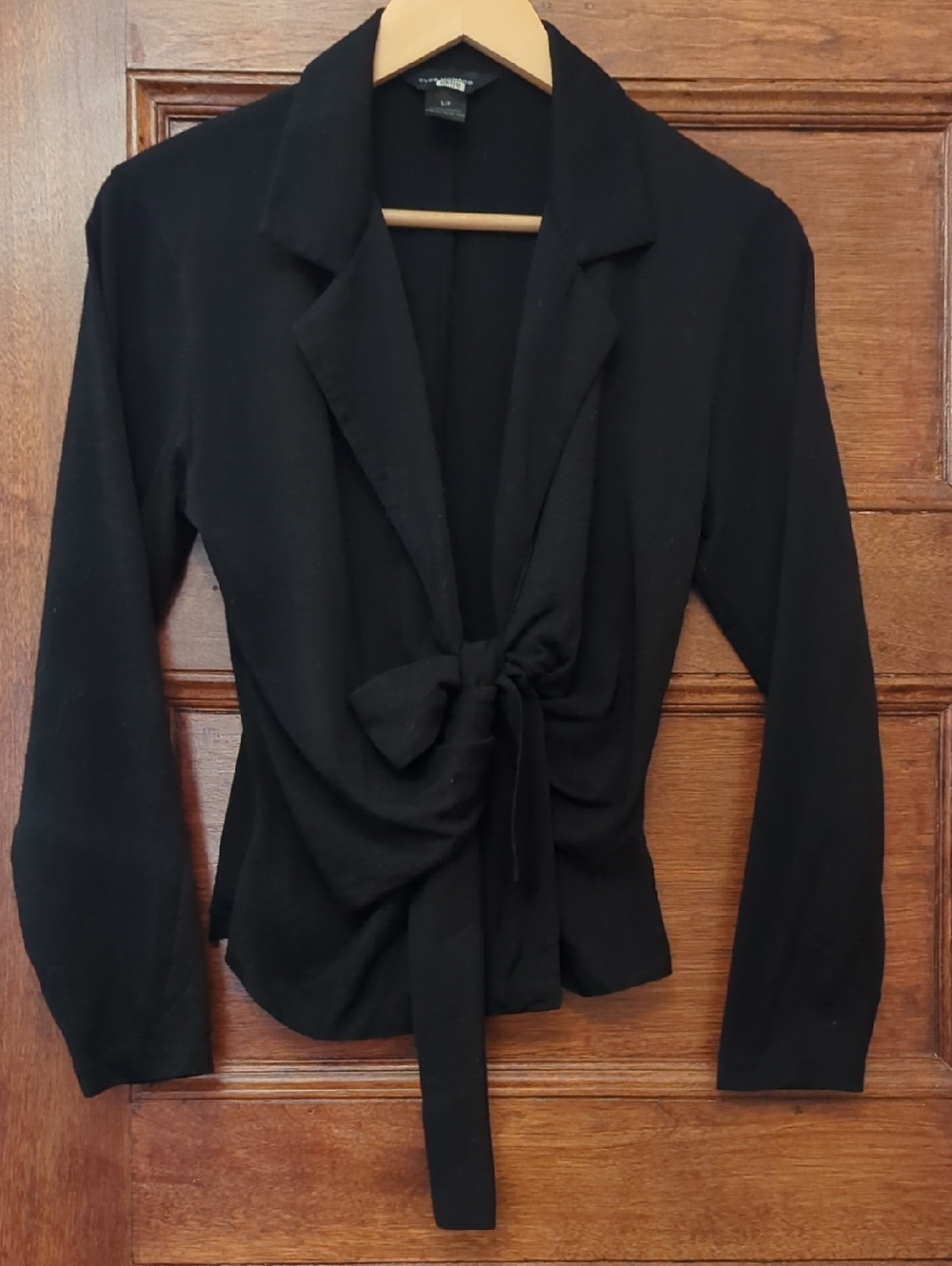 Club Monaco black knit wrap top | Size Small